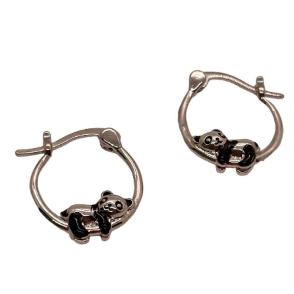 ⭐❤️ FREE Panda Bear Animal Zoo Chic Hipster Hippie Glam Artsy Cute Hoop Earrings